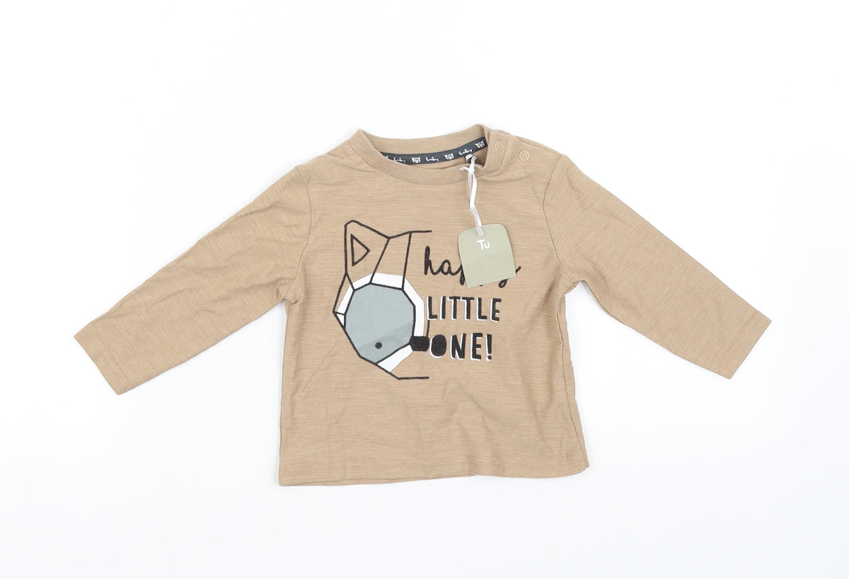 Tu  Beige   Basic T-Shirt Size 3-6 Months