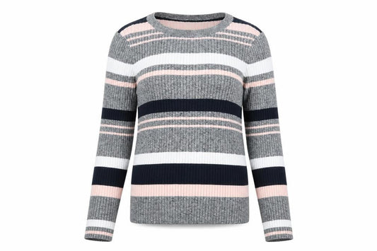 Divided Womens Grey Striped  Pullover Jumper Size M