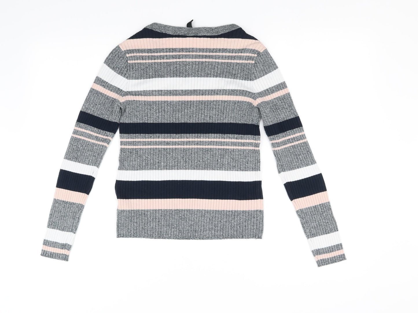 Divided Womens Grey Striped  Pullover Jumper Size M