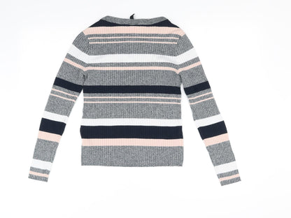 Divided Womens Grey Striped  Pullover Jumper Size M