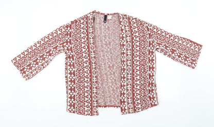 Divided by H&M Womens Red Geometric  Cardigan Jumper Size XS