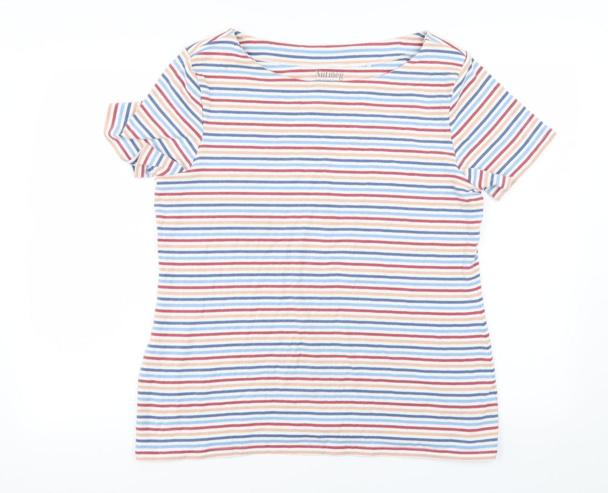 Nutmeg Womens White Striped  Pullover Jumper Size 20