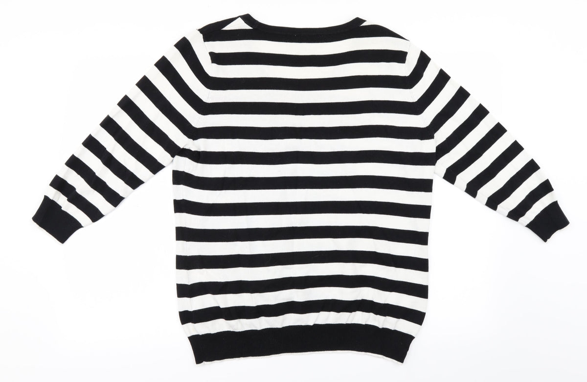 BHS Womens White Striped  Pullover Jumper Size 18