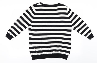 BHS Womens White Striped  Pullover Jumper Size 18