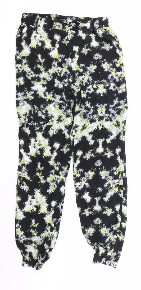 Warehouse Womens Black Argyle/Diamond  Cargo Trousers Size 8