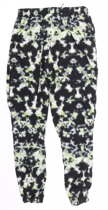 Warehouse Womens Black Argyle/Diamond  Cargo Trousers Size 8