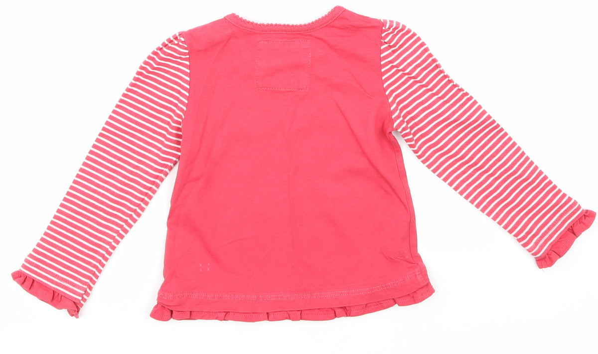 Tu Girls Red Striped  Basic T-Shirt Size 6-9 Months