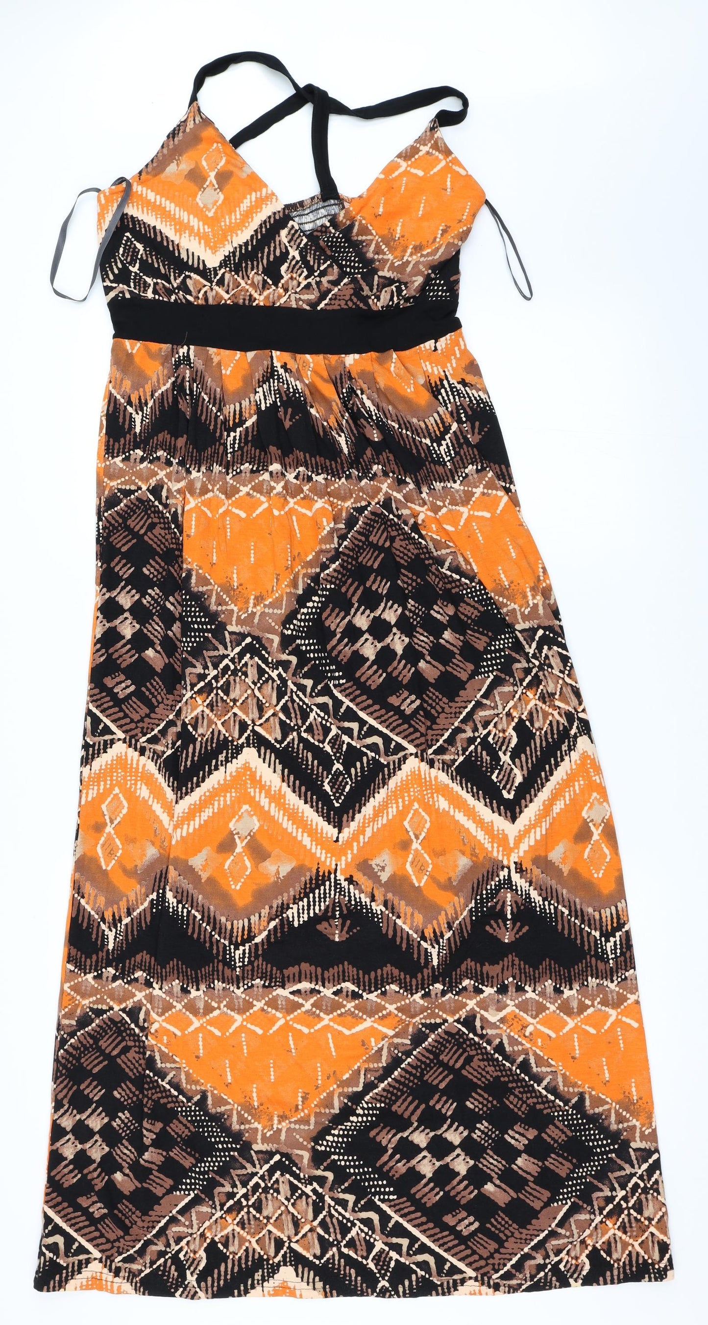 Et Vous Womens Orange Geometric  Maxi  Size 10