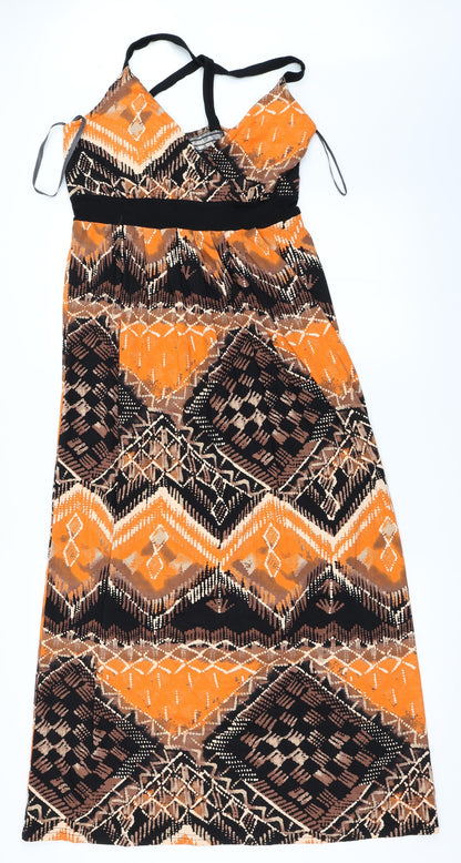 Et Vous Womens Orange Geometric  Maxi  Size 10