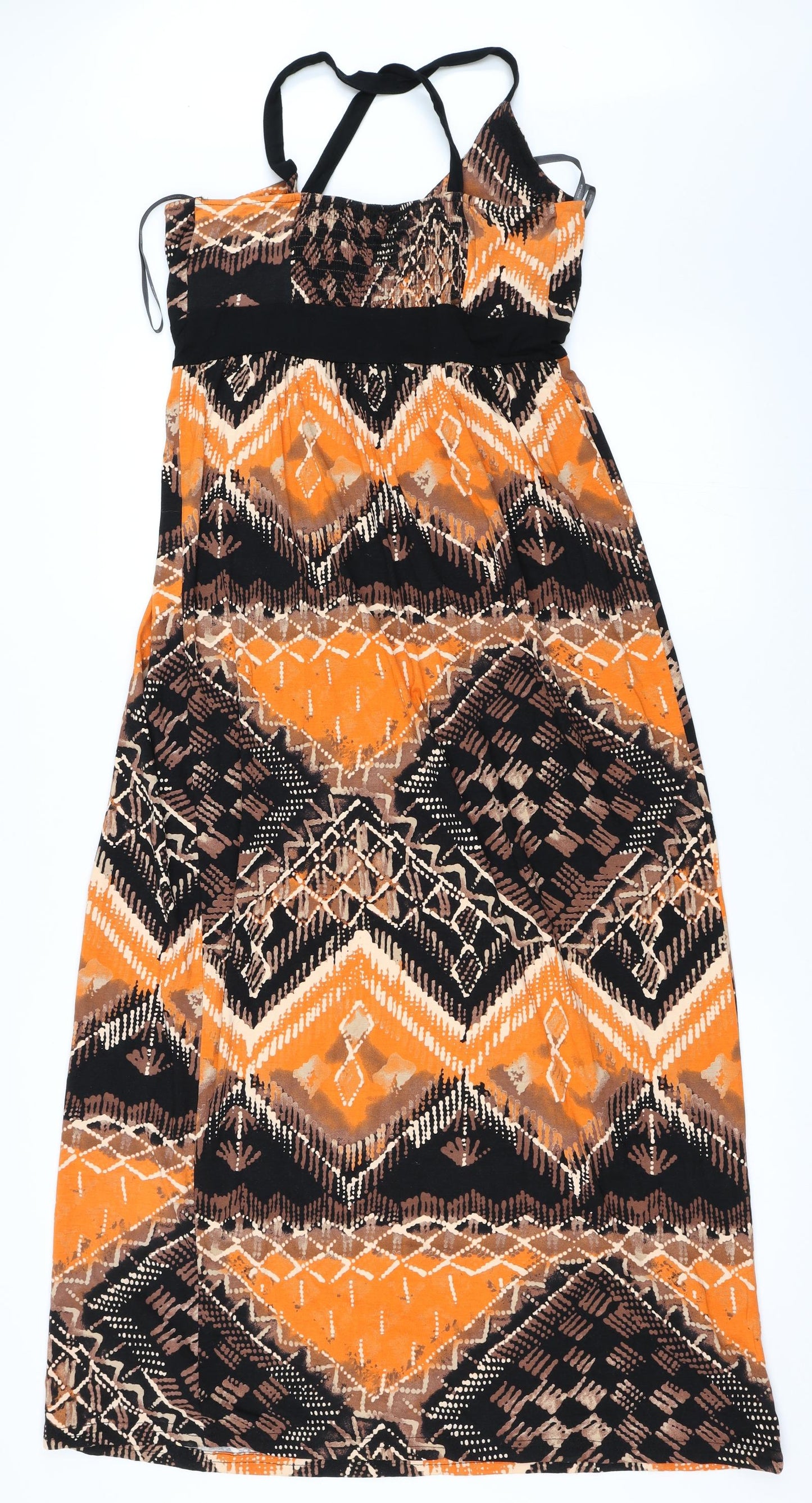 Et Vous Womens Orange Geometric  Maxi  Size 10
