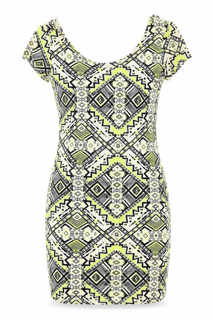 New Look Womens Yellow Geometric  Bodycon  Size 12