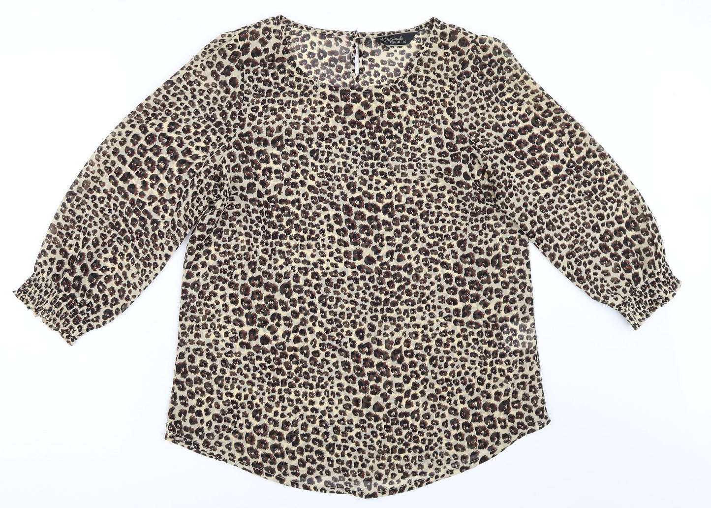 Womens UK Size 10 Preworn Beige Basic Blouse