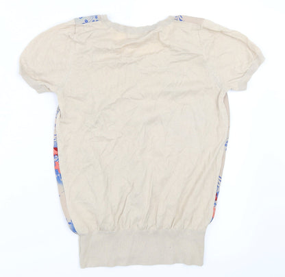 Womens UK Size XS Oasis Beige Basic T-Shirt