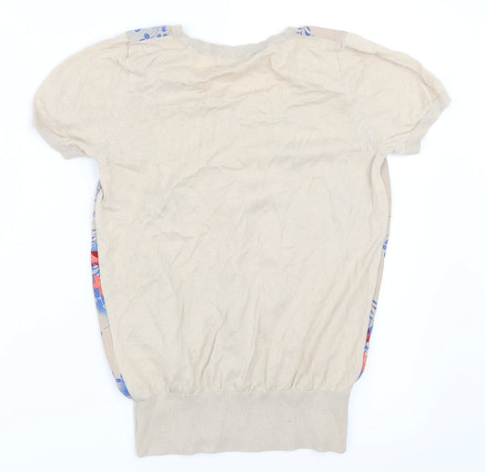 Womens UK Size XS Oasis Beige Basic T-Shirt