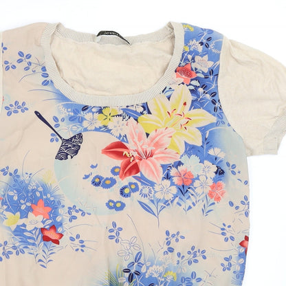 Womens UK Size XS Oasis Beige Basic T-Shirt