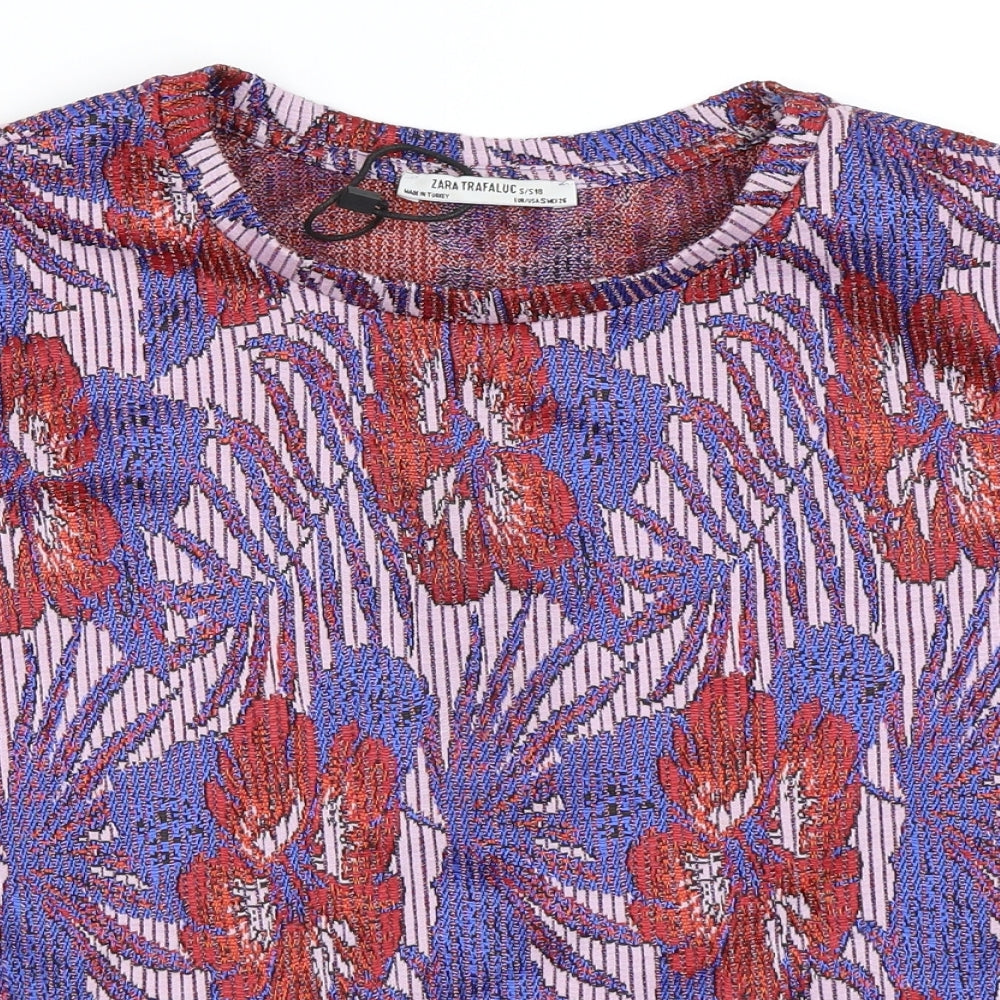 Womens UK Size S Zara Blue Basic Blouse