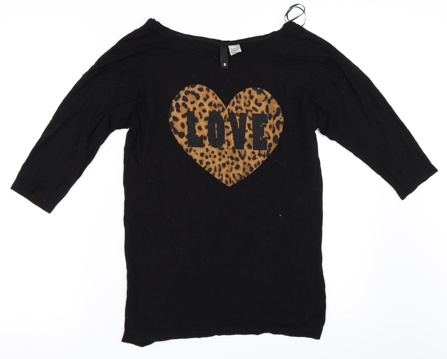 Womens UK Size 8 H&M Black Basic T-Shirt