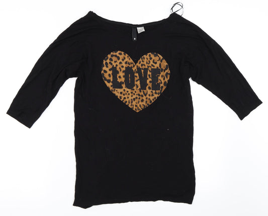 Womens UK Size 8 H&M Black Basic T-Shirt