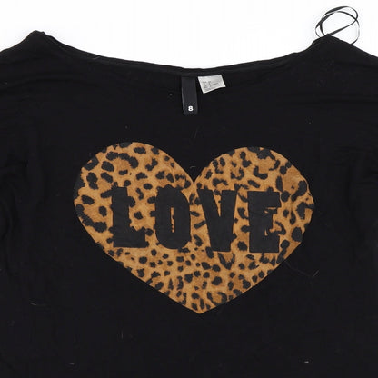 Womens UK Size 8 H&M Black Basic T-Shirt