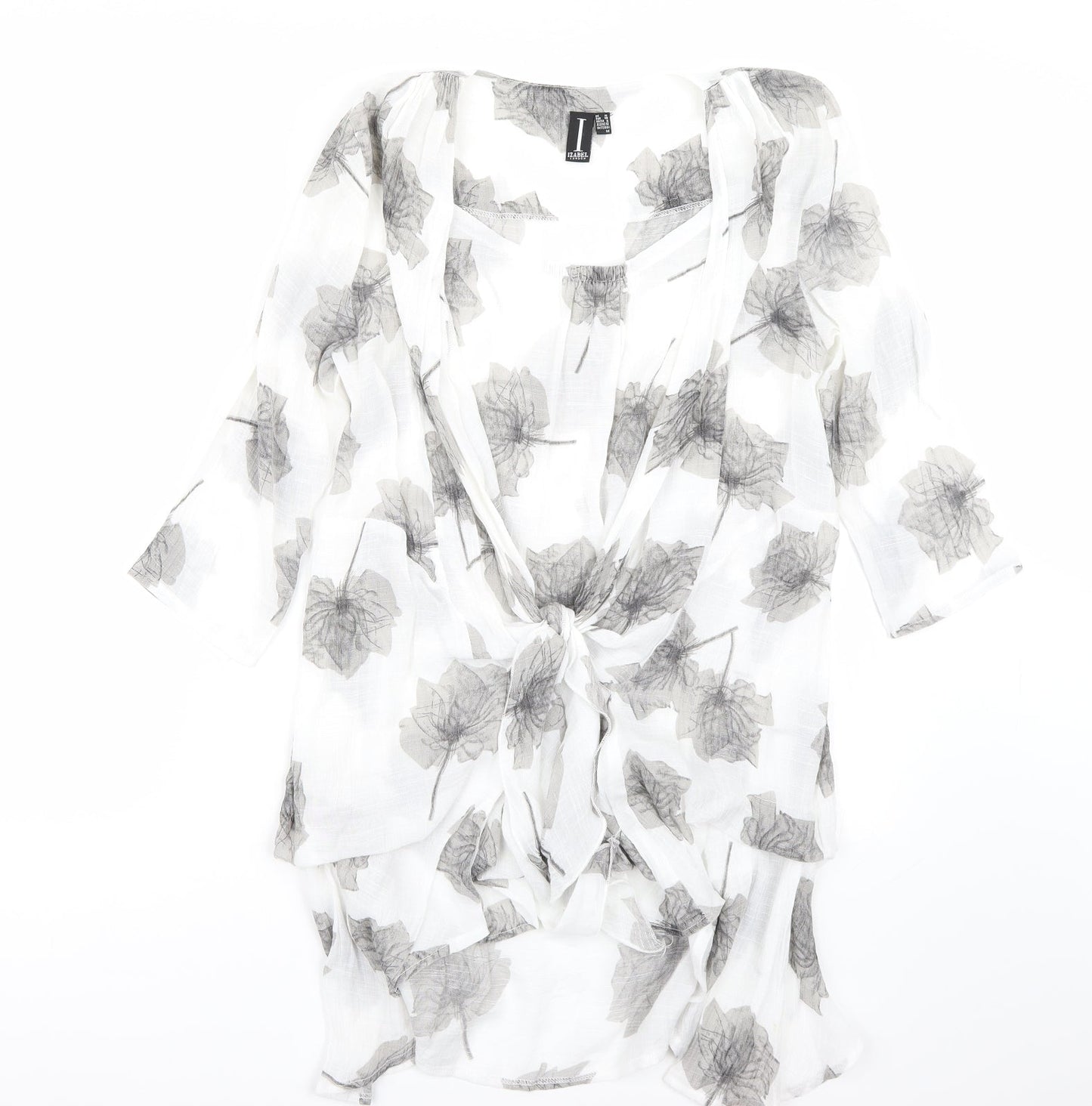 Izabel Womens White Floral  A-Line  Size 10