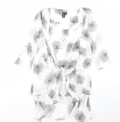 Izabel Womens White Floral  A-Line  Size 10