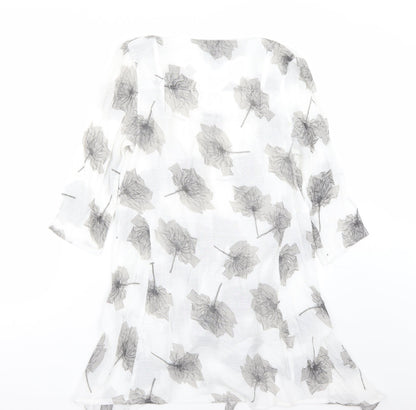 Izabel Womens White Floral  A-Line  Size 10