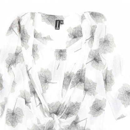 Izabel Womens White Floral  A-Line  Size 10