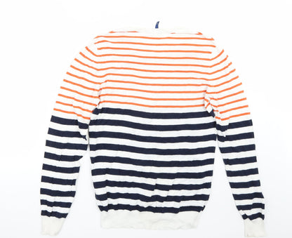 H&M Mens White Striped  Pullover Jumper Size M