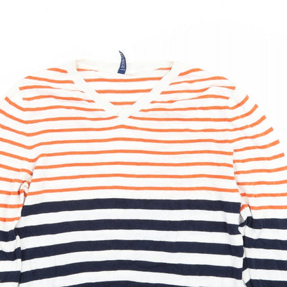 H&M Mens White Striped  Pullover Jumper Size M