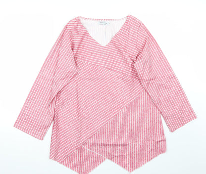 Miss look Womens Red Striped  Basic T-Shirt Size L