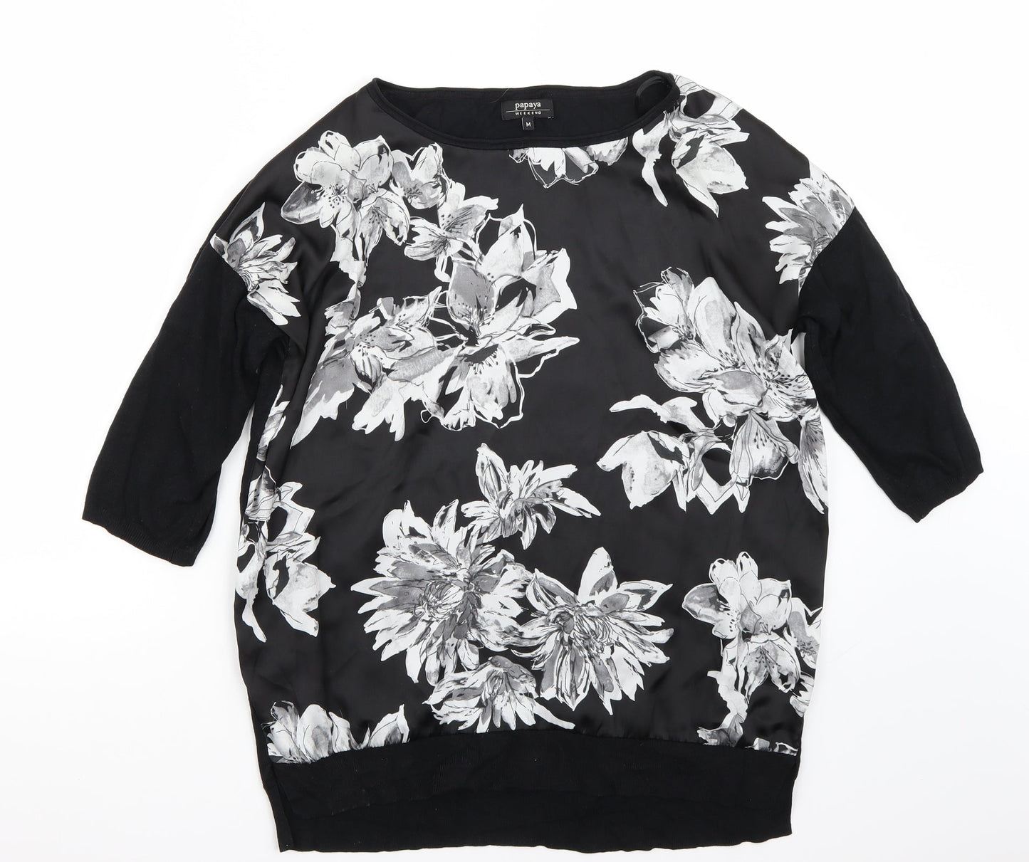 Womens UK Size M Papaya Black Basic T-Shirt