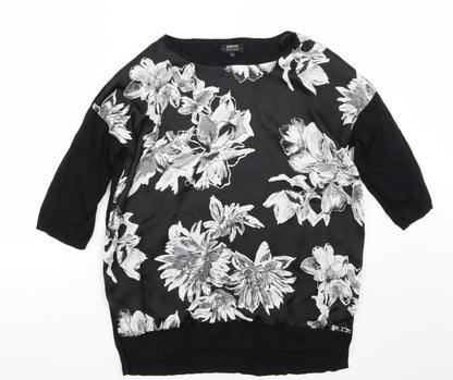 Womens UK Size M Papaya Black Basic T-Shirt