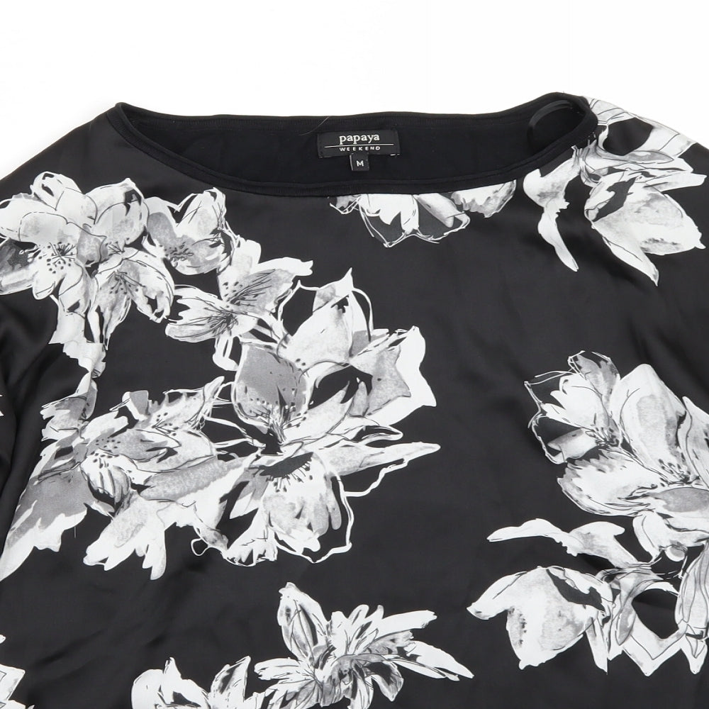 Womens UK Size M Papaya Black Basic T-Shirt