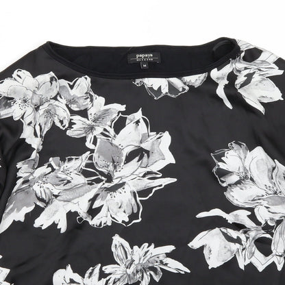 Womens UK Size M Papaya Black Basic T-Shirt