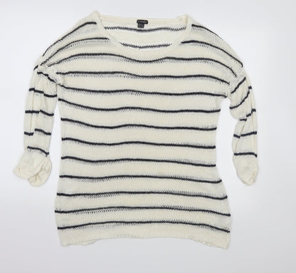 ESMARA Womens Ivory Striped Knit Pullover Jumper Size 12