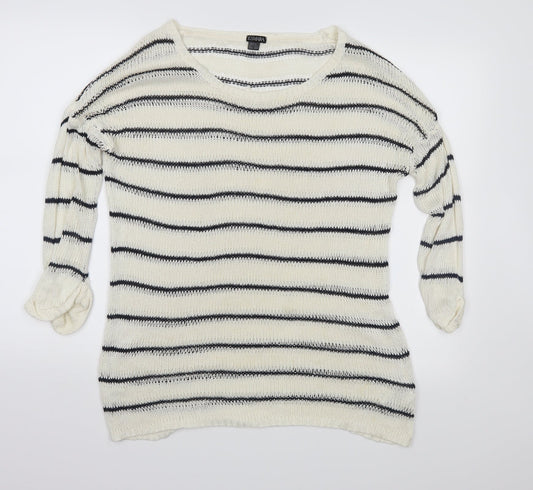 ESMARA Womens Ivory Striped Knit Pullover Jumper Size 12