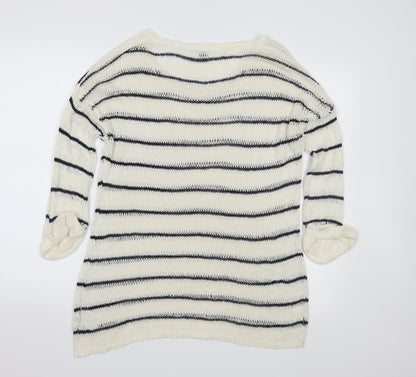 ESMARA Womens Ivory Striped Knit Pullover Jumper Size 12