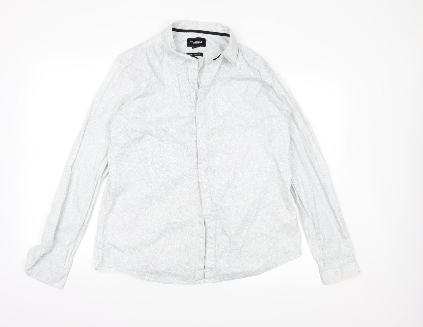 Pull&Bear Mens Grey Polka Dot   Button-Up Size L