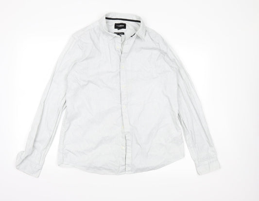 Pull&Bear Mens Grey Polka Dot   Button-Up Size L