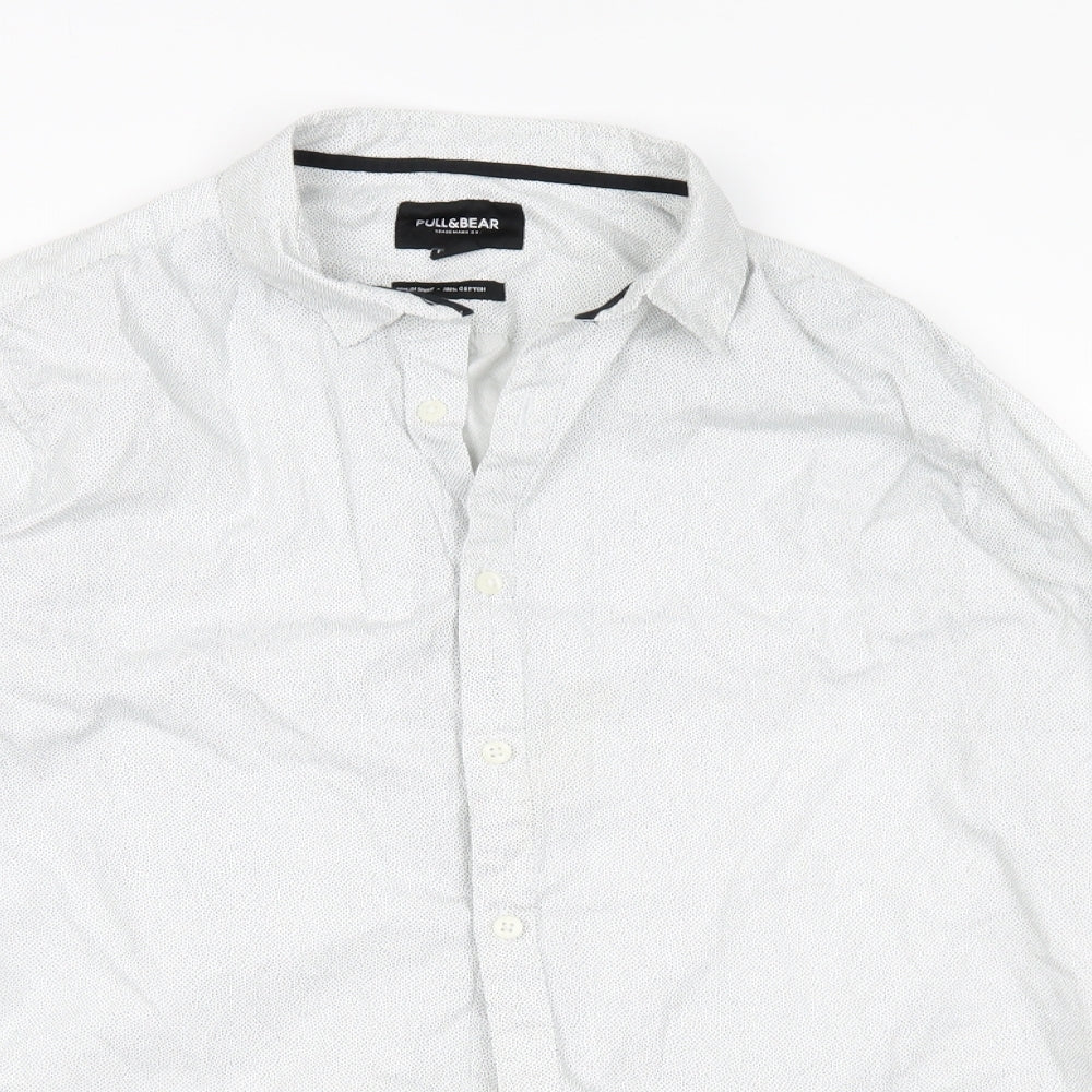 Pull&Bear Mens Grey Polka Dot   Button-Up Size L