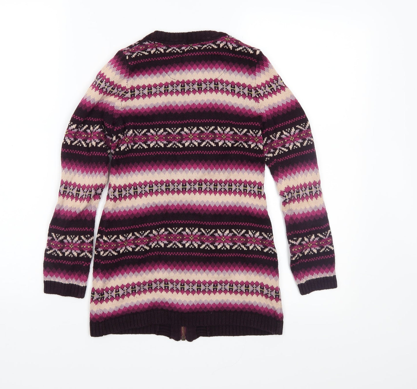 Maggie & Zoe Girls Pink Fair Isle Knit Overcoat Coatigan Size 7 Years