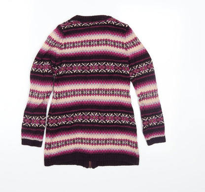 Maggie & Zoe Girls Pink Fair Isle Knit Overcoat Coatigan Size 7 Years