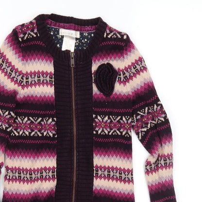 Maggie & Zoe Girls Pink Fair Isle Knit Overcoat Coatigan Size 7 Years