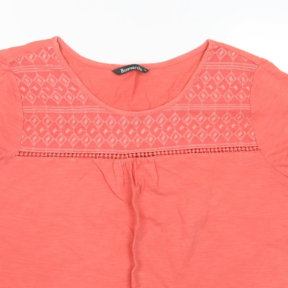 Womens UK Size 14 Bonmarché Pink Basic T-Shirt