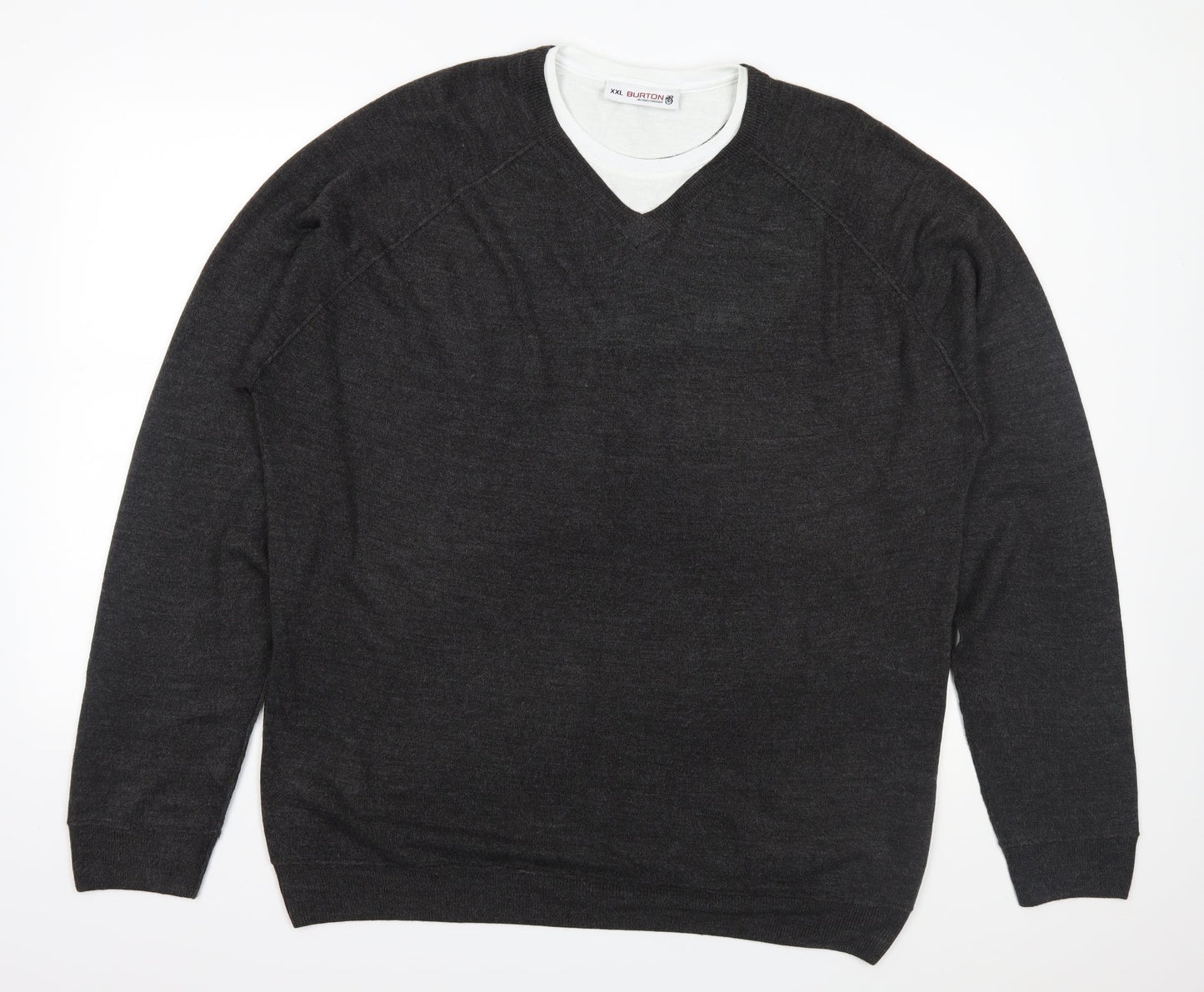 Burton Mens Grey  Knit Pullover Jumper Size 2XL