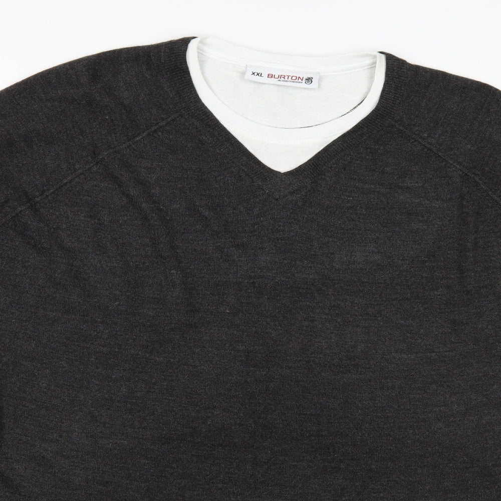Burton Mens Grey  Knit Pullover Jumper Size 2XL