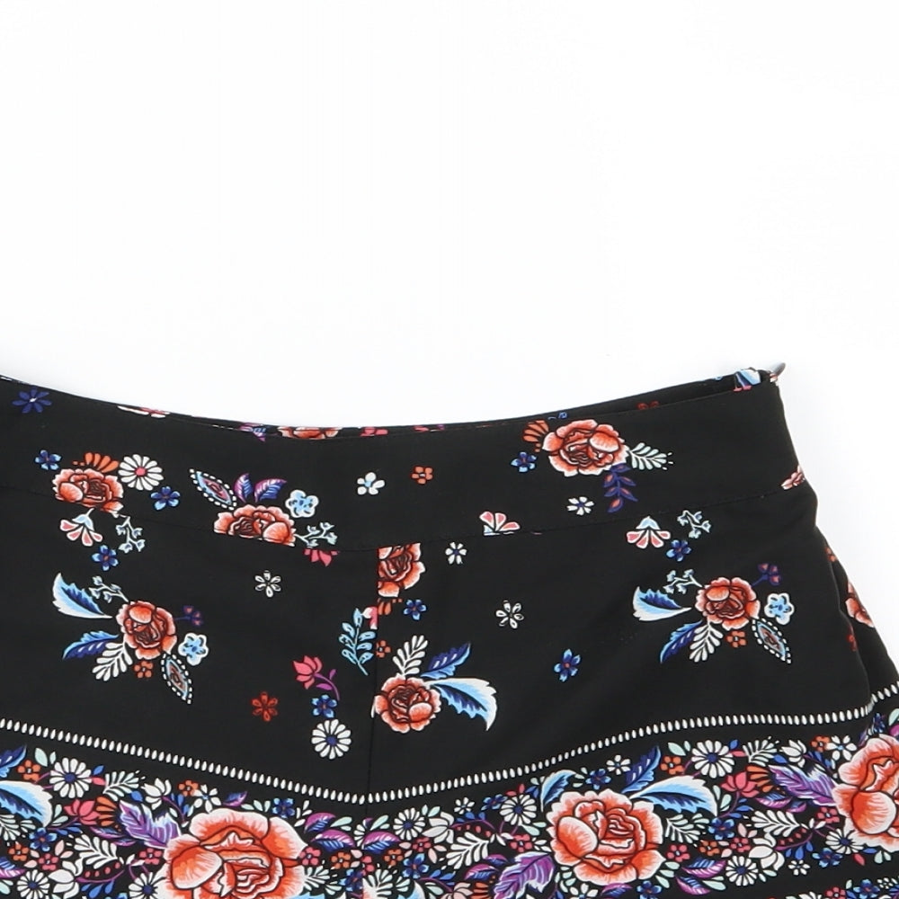 New Look Girls Black Floral Chiffon Sailor Shorts Size 10 Years