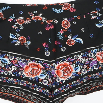 New Look Girls Black Floral Chiffon Sailor Shorts Size 10 Years