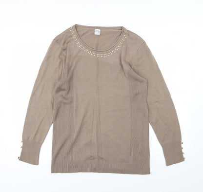 Preworn Womens Brown  Knit Pullover Jumper Size 14