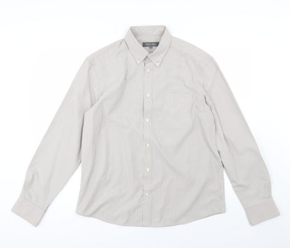 Mens UK Size M Marks and Spencer Brown  Button-Up Long Sleeve Casual Shirt